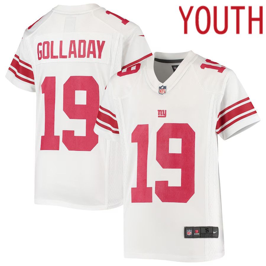 Youth New York Giants 19 Kenny Golladay Nike White Game NFL Jersey